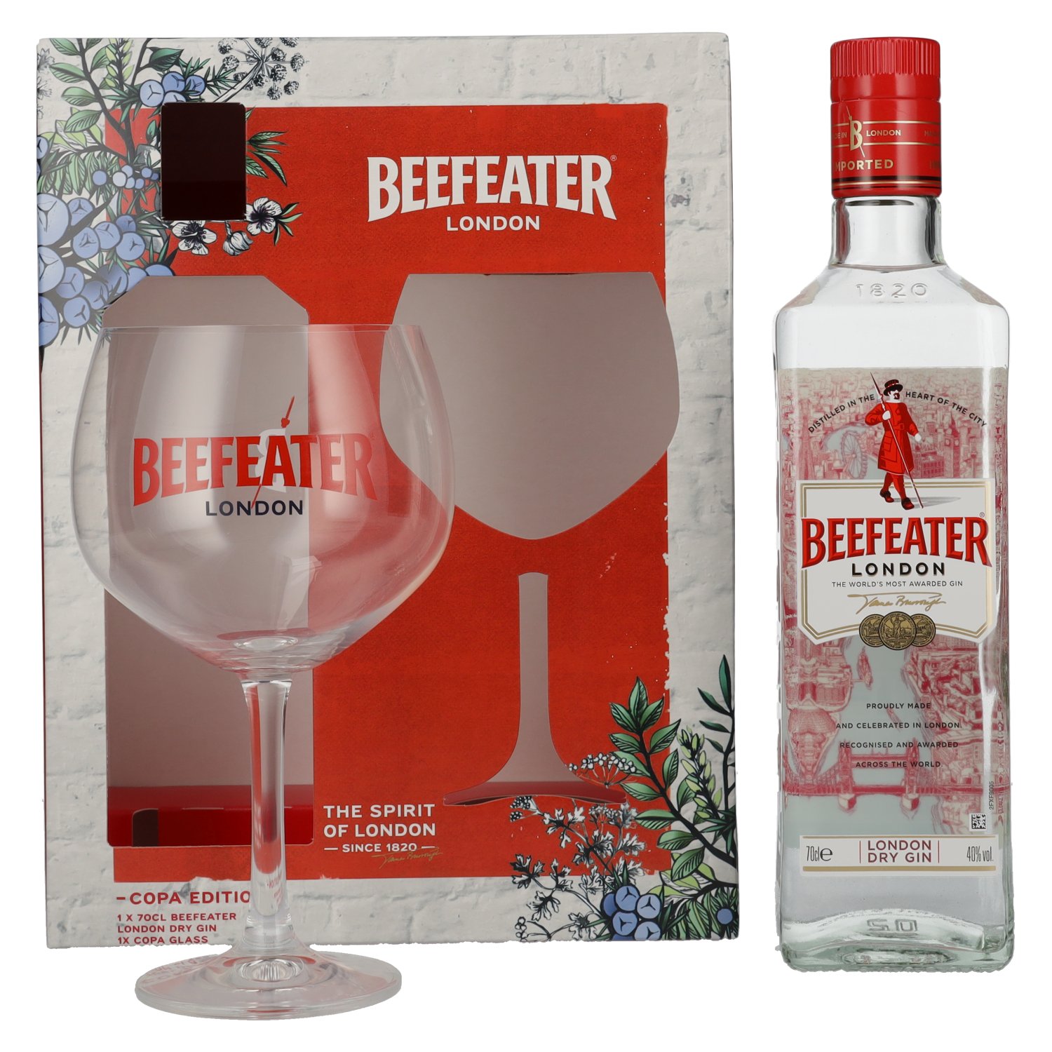 mit Glas 40% 0,7l Dry Spirituosen Limo London Bier / Vol. Geschenkbox / - in / Beefeater Purkart - Wein Gin